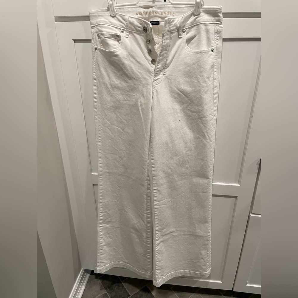 American Eagle Outfitters White Wide Leg Jeans